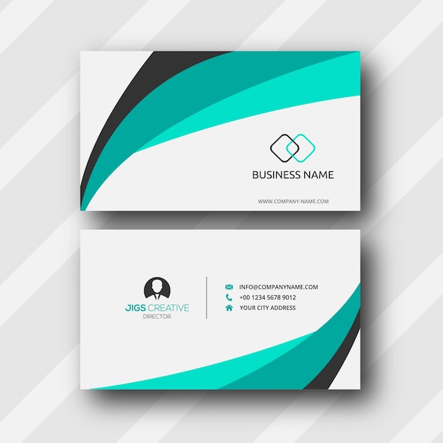 "sea green wavy business card template"