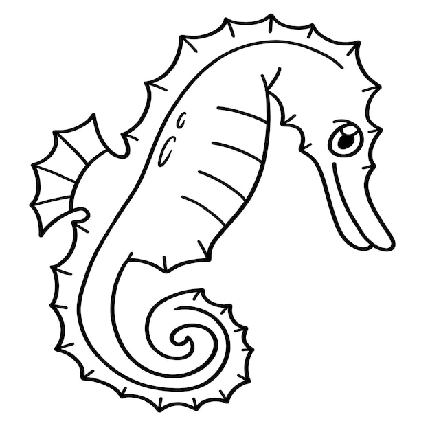 Sea Horse Isolated Coloring Page for Kids