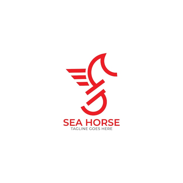 sea horse logo vector template