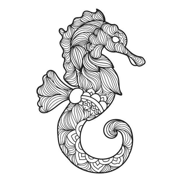 Sea horse mandala vector illustration