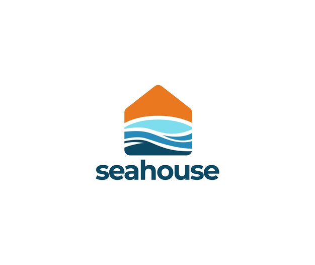 Vector sea house beach logo vector illustration