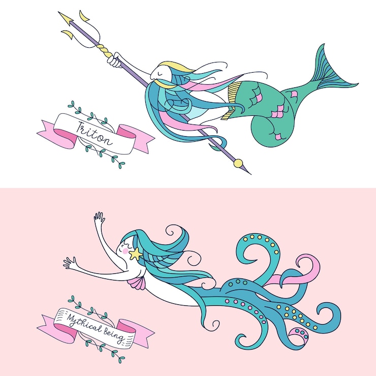 Vector 海王トリトンと人魚。