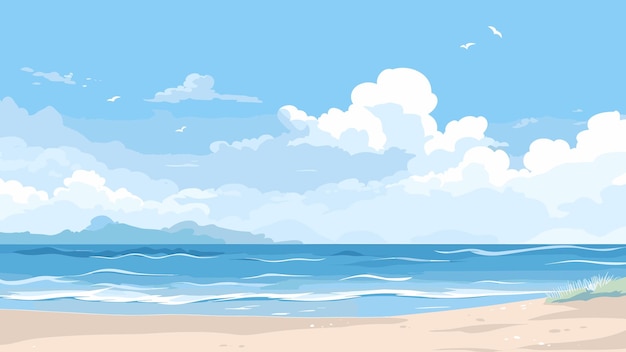 Vector sea landscape tropical beach ocean seashore