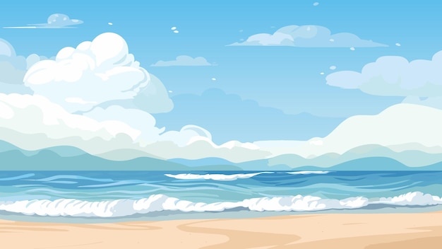 Vector sea landscape tropical beach ocean seashore