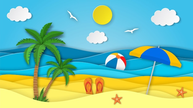 Vector sea landscape with beach