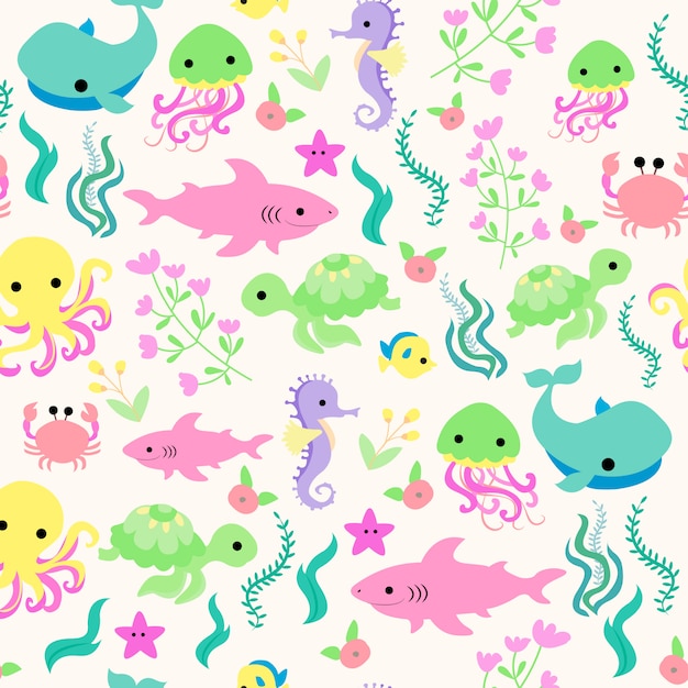 Sea life fabric pattern