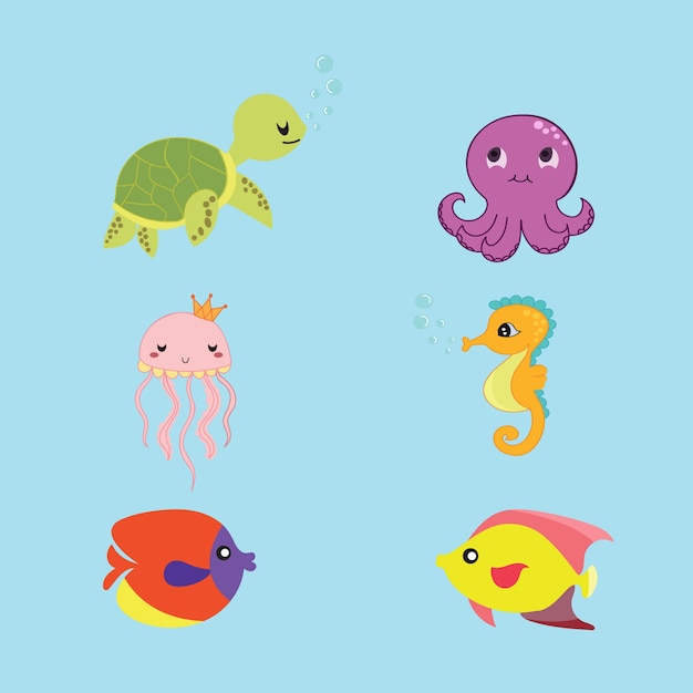 sea life vector set