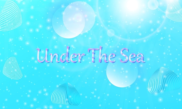 Sotto il mare. modello sirena. sfondo astratto. vettore dei cartoni animati. colore blu.