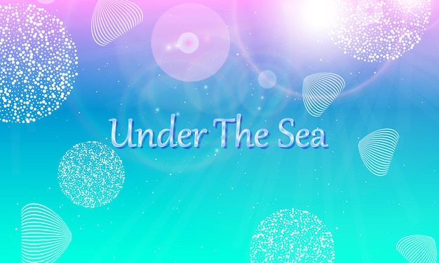 Under the sea. Mermaid pattern. Abstract background. Cartoon vector. Blue, pink colors.