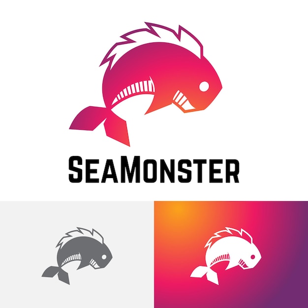 Sea monster fish water predator logo symbol