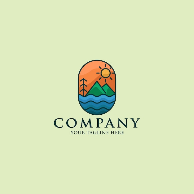 Vector sea and mountain logo design