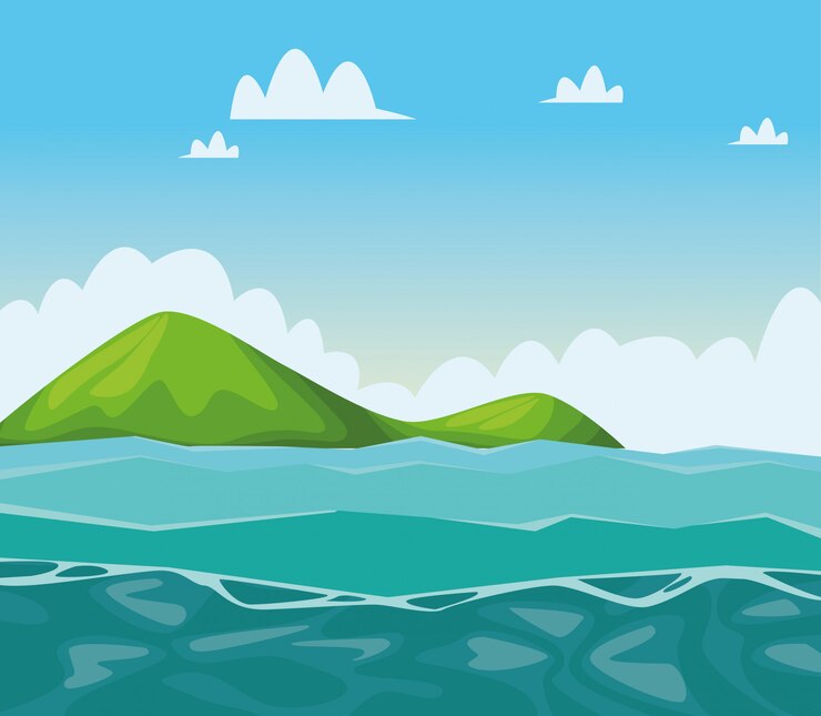 海と山の風景漫画