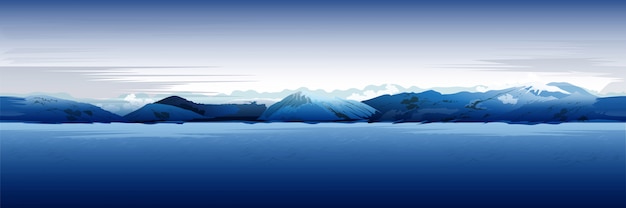 Vector sea and mountains