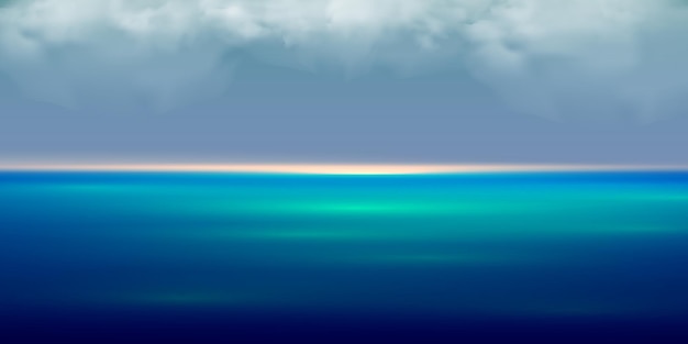 Sea Ocean Coastline Scenery Calm Ocean Horizon Displaying Blurred Color Gradient Background Vector Illustration
