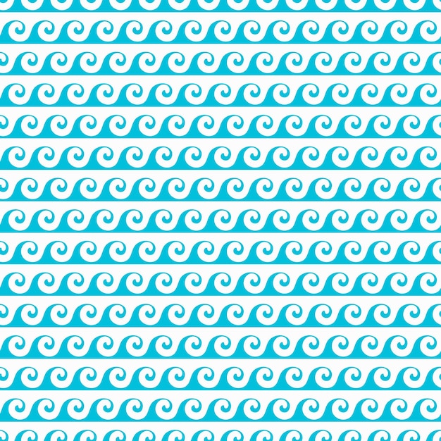 Sea and ocean surf blue waves seamless pattern