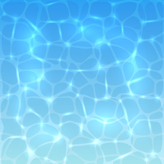 Vector sea or ocean water background with sun reflections blue water surface of the pool with ripples illustration