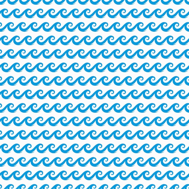 Vector sea and ocean water waves seamless pattern