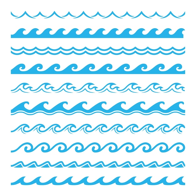 Vector sea and ocean wave water frames borders