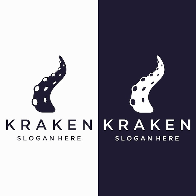 Sea octopus or kraken hipster logo creative template isolated on background