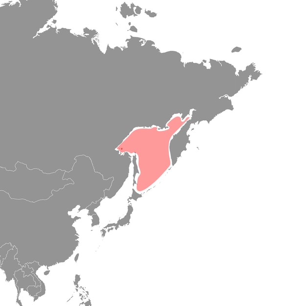 世界地図上のオホーツク海 ベクトル図