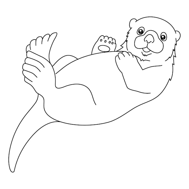 Vector sea otter coloring page isolated for kids