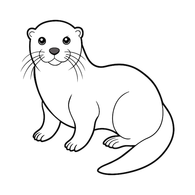 Sea Otter illustration coloring page for kids