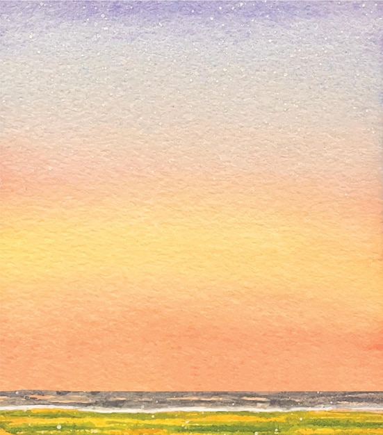 Vector sea and pastel sky landscape watercolor