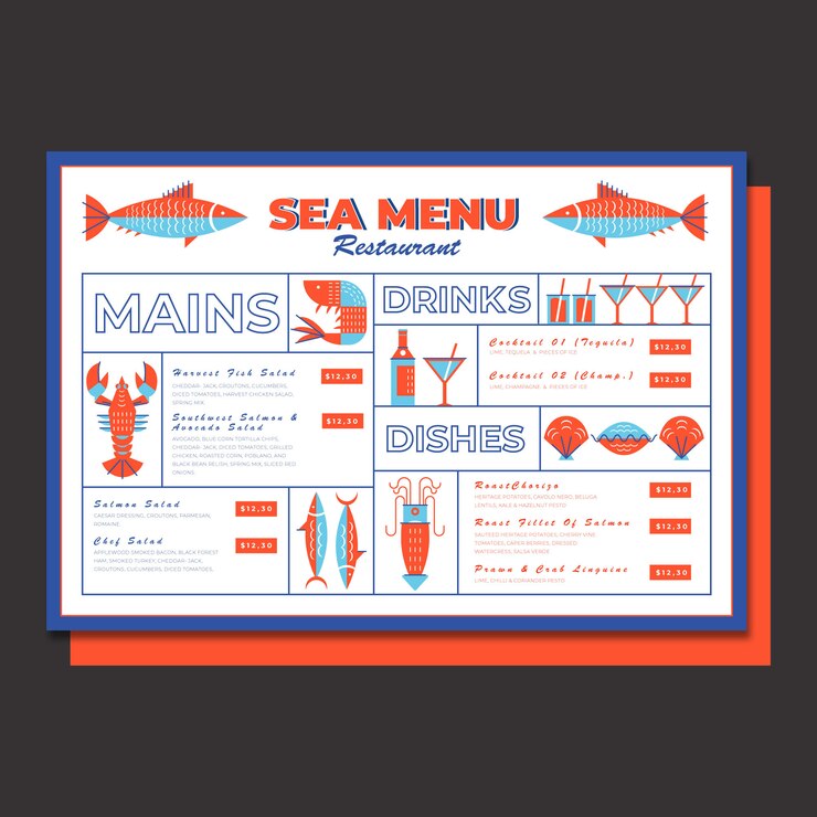 Sea restaurant menu template