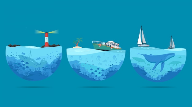 Vector sea scenery illustration