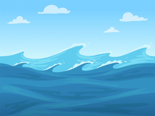 Sea seamless game. blue liquid surface of ocean or river 2d seamless landscape