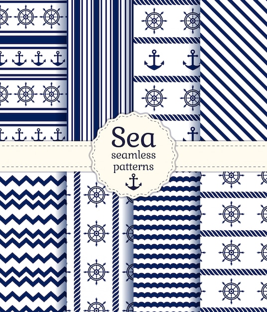 Vector sea seamless patterns.