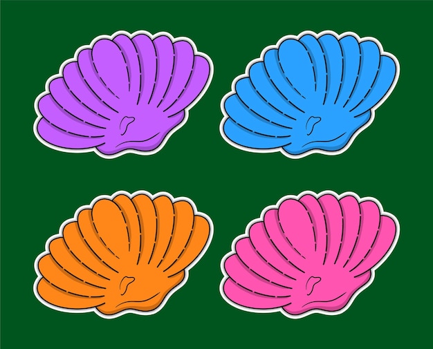 Vector sea shell doodle sticker illustration