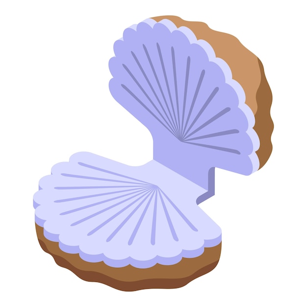 Vector sea shell icon isometric vector seashell snail clam scallop