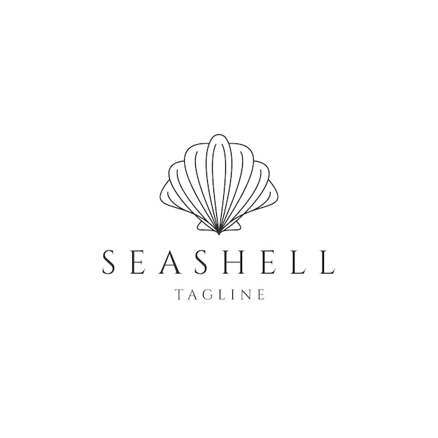 Sea shell lijn logo pictogram ontwerp sjabloon platte vector