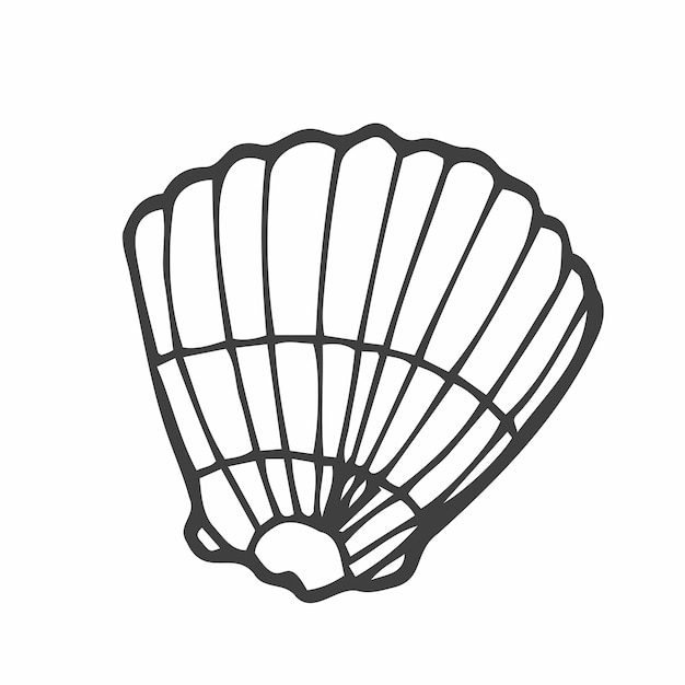 ベクトル 白い背景のベクトル図に貝殻落書きスタイル デザイン アイコン印刷ロゴ ポスター