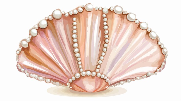 Vector sea shell pearl seashell jewelry vector illustration