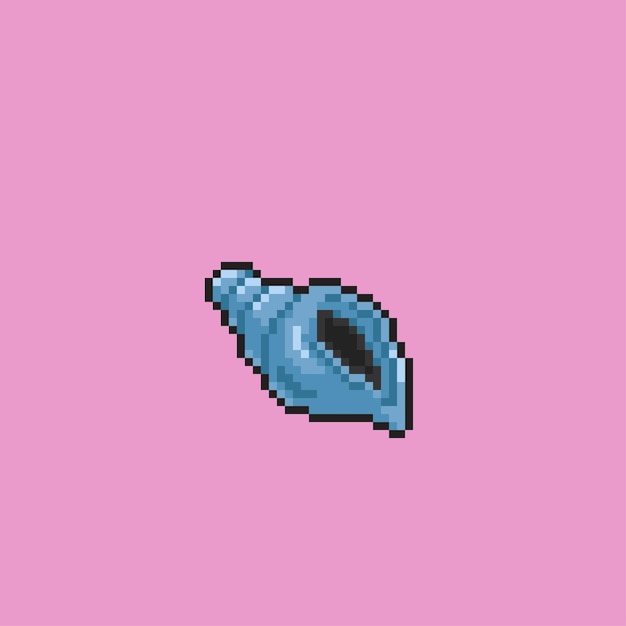 sea shell in pixel art style