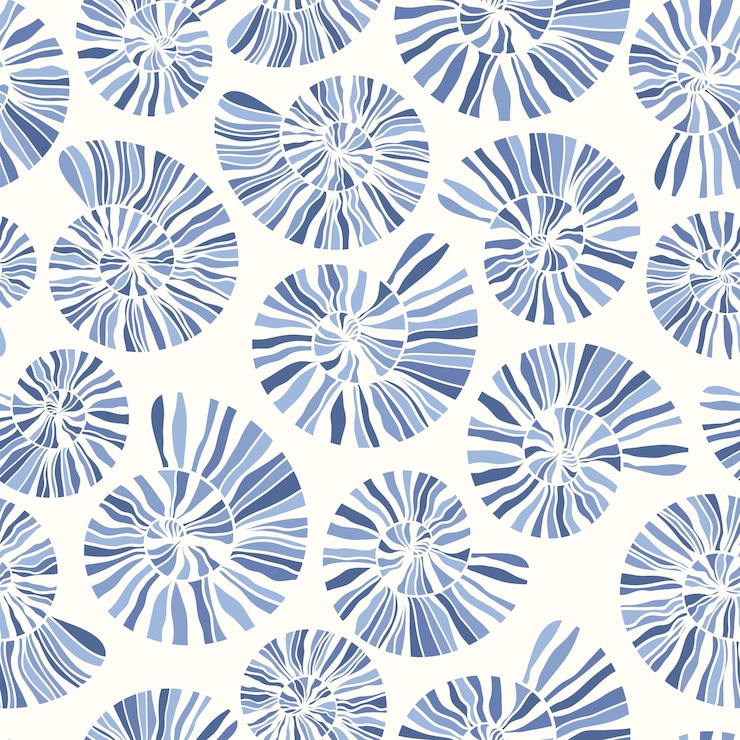 Vector sea shells and fossils vector seamless pattern seaside print ocean textile seashore elements