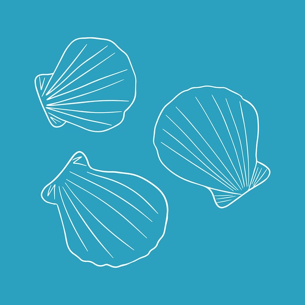貝殻のシームレスなパターン夏のビーチ手描き海辺ベクトル印刷夏のモダンなテクスチャ