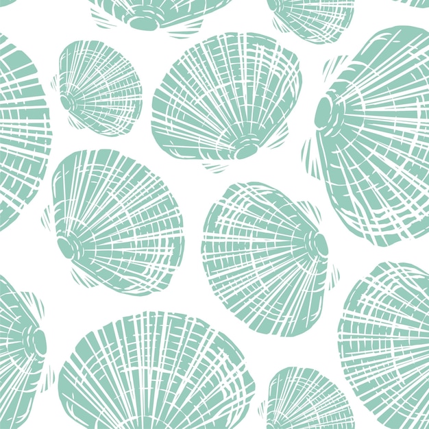 Vector sea shells simple retro color seamless pattern