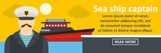 Vector sea ship captain banner horizontal concept