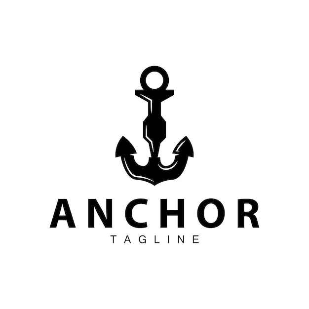 海上船のベクトルアイコン シンプルな海上アンカーのロゴデザイン