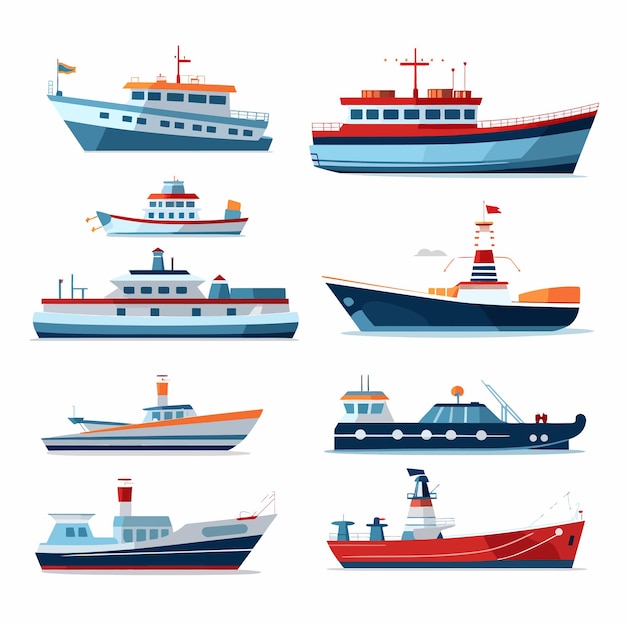 Вектор sea_shipping_boats_cartoon_ships_yacht