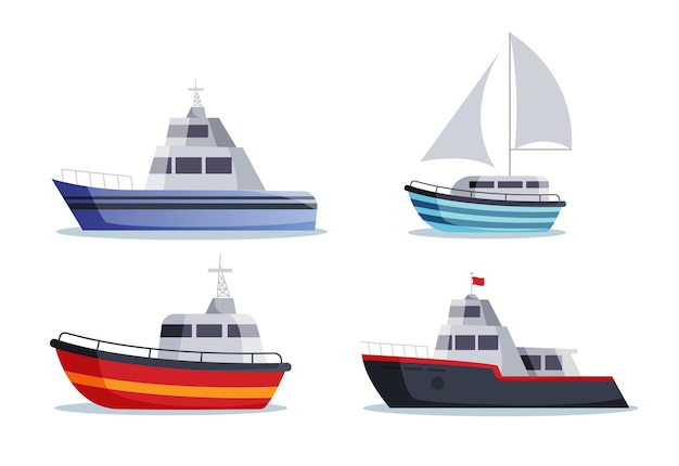 Sea ships isolated in flat style