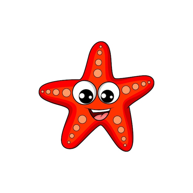 Sea star marine creature isolated cartoon character living on coral reef vector seastar cute funny personage aquarium and sea bottom decoration invertebrate animal seastar creature of starshape