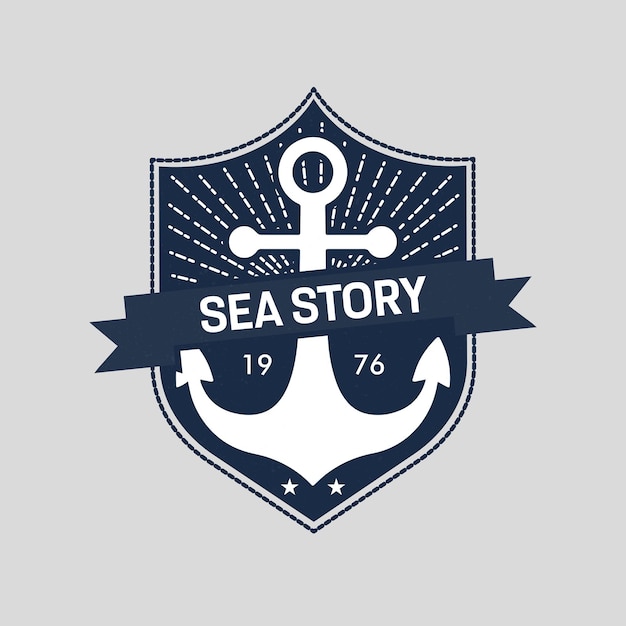 Sea story navel vintage retro badge logo design