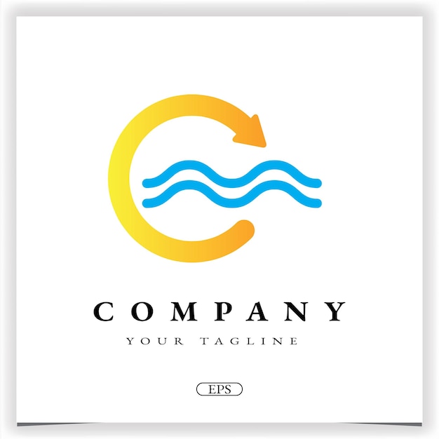 Logo del cerchio del sole del mare premium elegante modello vettoriale eps 10