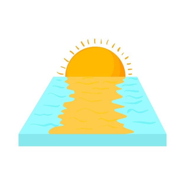 Sea sunset icon in cartoon style on a white background