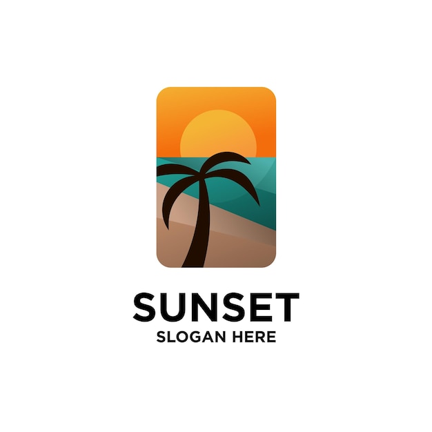 Sea Sunset Icon Gradient Modern Logo Company Template