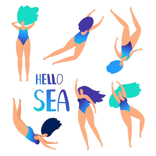 Sea swimming women